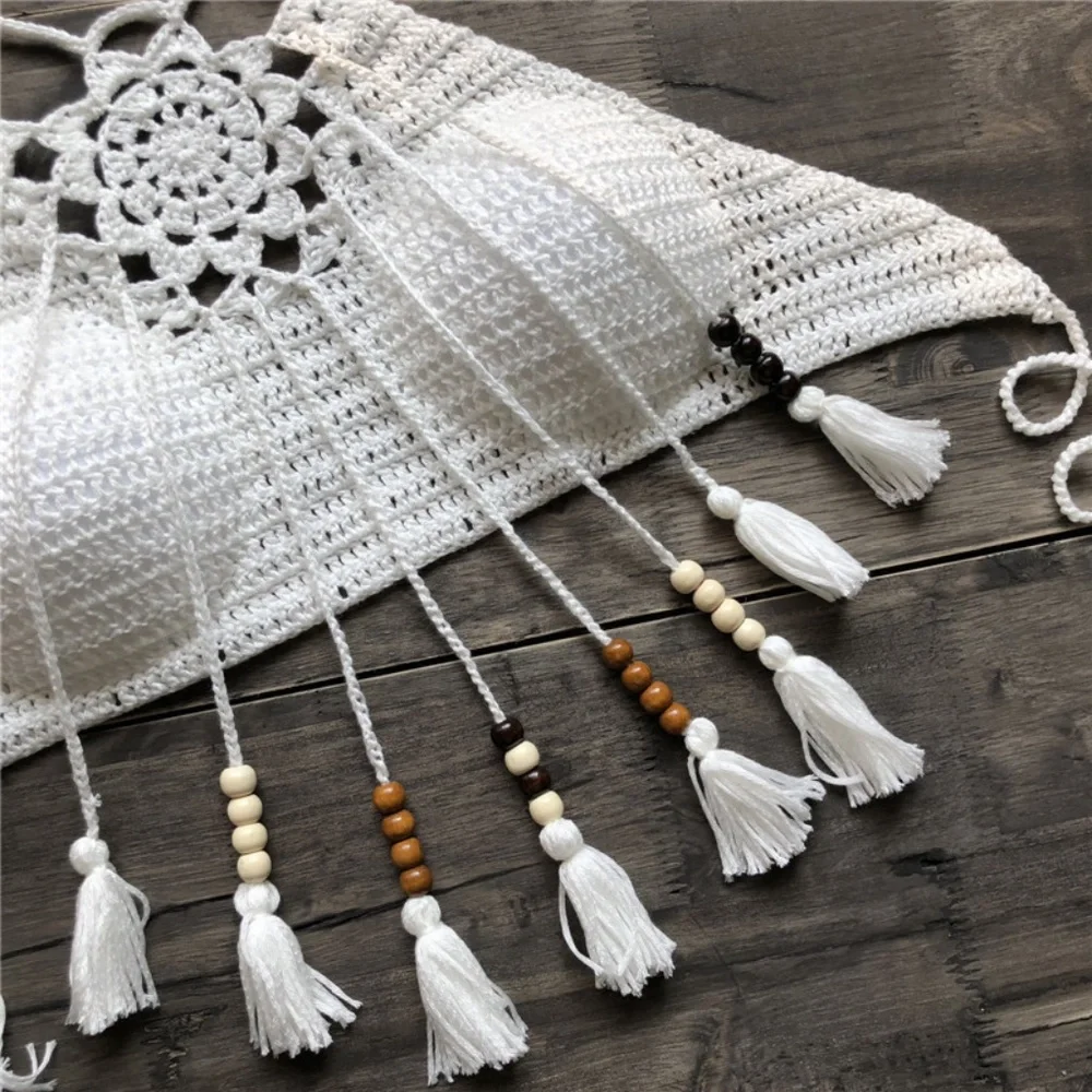 Bohemian Crochet Tassel Beaded Floral Crop Top - Picture 11 of 16